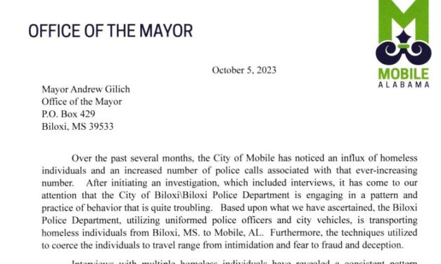 Biloxi Police accused of forcing homeless to relocate to Mobile, AL